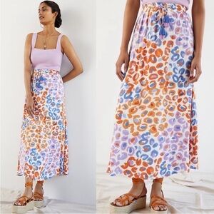 Farm Rio x Anthropologie Vibrance Leopard Animal Print Maxi Skirt Size XS